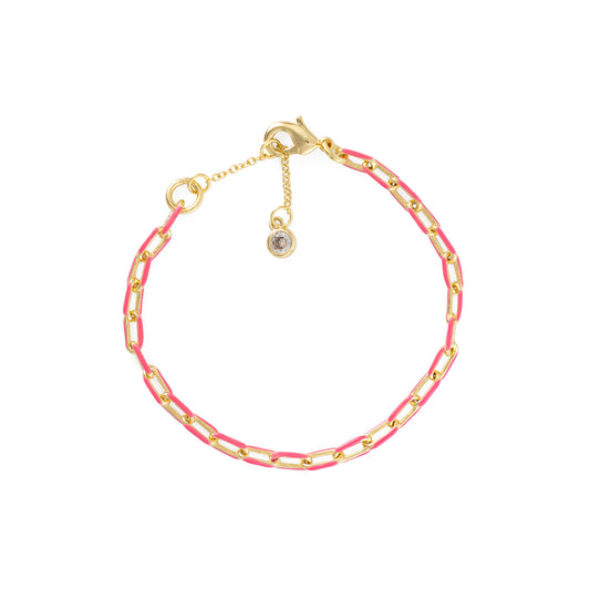 Pink Paper Chain Bracelet